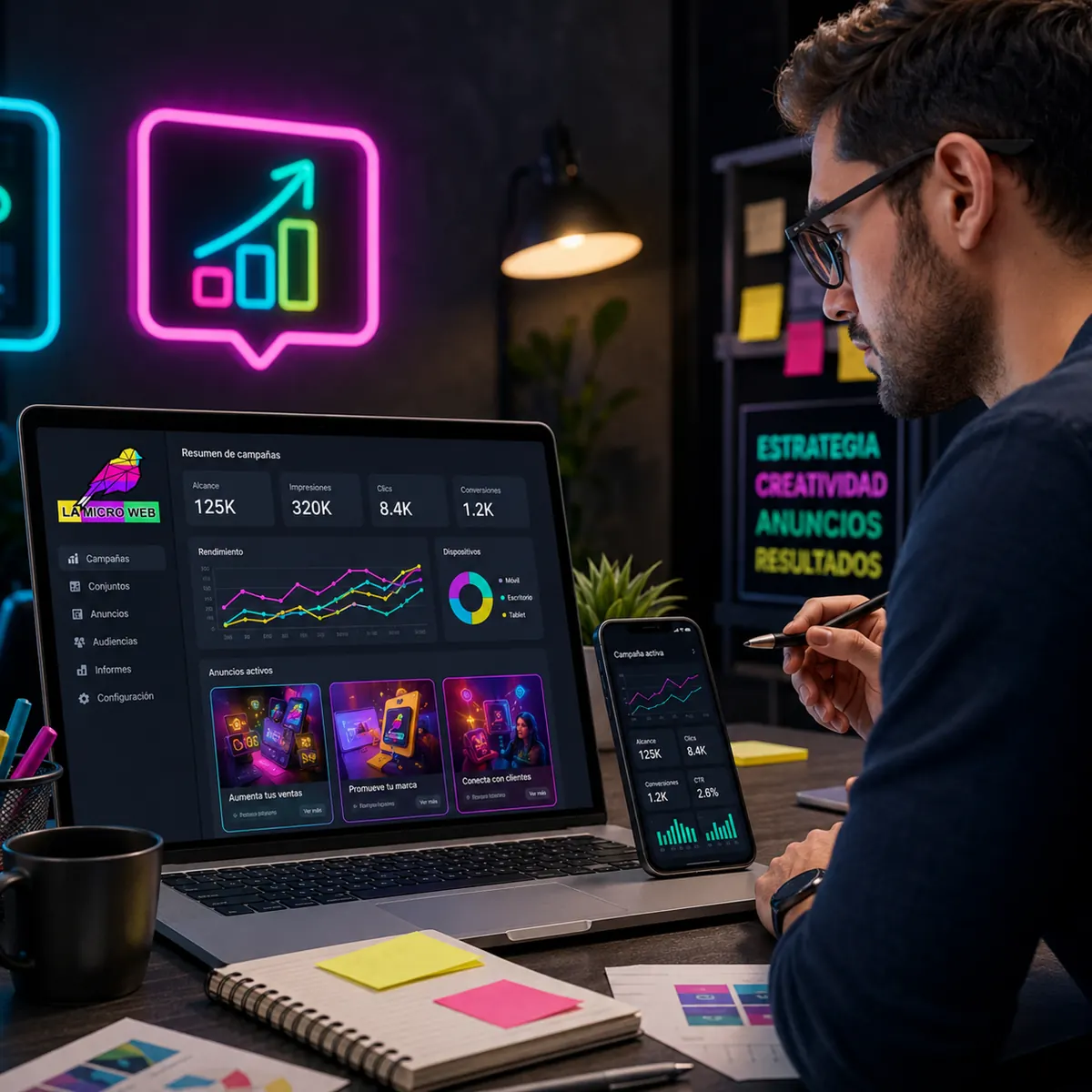 Campañas Facebook e Instagram Ads: estrategia y resultados Configuración de campañas de Facebook e Instagram Ads con métricas de alcance, clics y conversiones